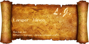 Langer János névjegykártya